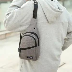 남성 여성 프리 스트릿 캔버스 2단 지퍼 슬링백 가방 허리가방 미니힙색 가죽힙색