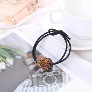 스마일 사각 호피 머리끈 헤어끈 고무줄 액세서리 1P