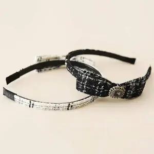 큐빅 편한 빈티지 머리띠 트위드리본