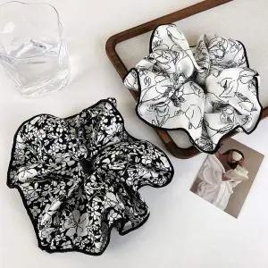 배색 라인 플라워 패턴 곱창밴드 편한