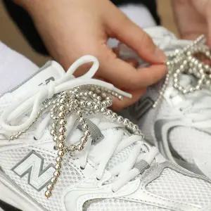 비팬시 신발 더블 진주 리본 2pc (신꾸 운동화 꾸미기