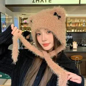 고양이 귀도리 리본 머리장식 방한용