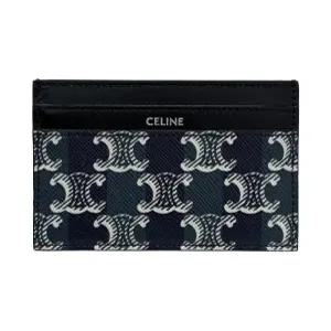 [명품] 26SS  트리옹프 카프스킨 스트라이프 미디움 카드 홀더 지갑 블랙 네