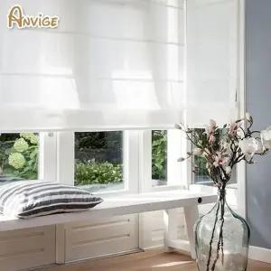블라인드 커튼 전동 현대 코튼 린넨 쉬어 로마 윈도우 거실 롤러 Tulle Roman Shades