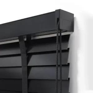 블라인드 커튼 블랙 목재 셔터 쉐이드 롤러 침실 거실 공부 다이닝용