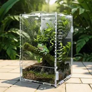 도마뱀집 파충류 투명 사육 상자 탈출 방지 버클 잠금 아크릴 크롤러 통풍이 잘 도마뱀 사육장 거미용