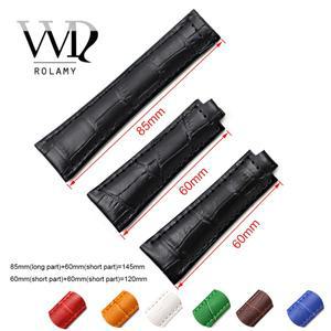 Rolamy 20mm 시계 밴드 스트랩 벨트 가죽 빈티지 교체 남성 여성 블랙 그린 화이트 브라운 레드 블루