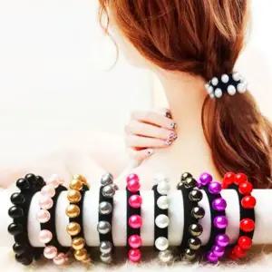 컬러 진주머리끈 헤어슈슈 똥머리끈 진주머리끈 진주끈