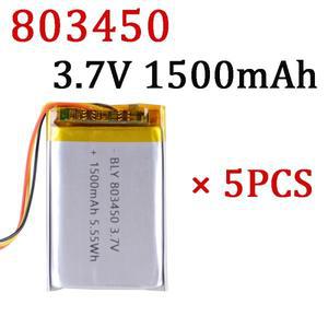 5PCS 803450 MP3 DVD 패드 카메라 GPS용 PH 1.25mm 3핀 커넥터가 있는 3.7V 1500mAh 리튬 폴리머 LiPo 충전