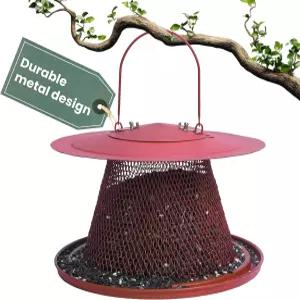 퍼키펫 내구성 야생 조류 먹이기 - 2.5파운드 씨앗 용량 한 번에 최대 15마리의 새를 빨간색 C00322 야외