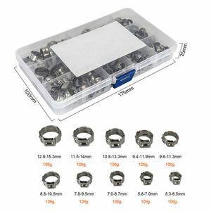 100Pcs O 클립 단일 귀 무단 호스 파이프 클램프 스테인레스 스틸 5 3 15 3mm 세트