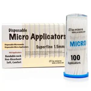 LA 미에르 400pcs 치과용 마이크로 어플리케이터 브러시 미세하고 일회용 초미세 1.5mm 흰색