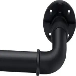 브래킷이 있는 산업용 커튼봉 세트 1인치 - 30인치 ~ 48인치 행잉 블랙 러스틱 아웃도어 윈도우 28인치