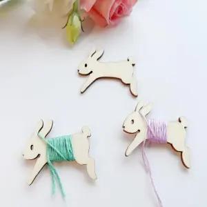 나무 토끼 자수 치실 보빈 50개 팩 실 정리함 2 x 1.75인치