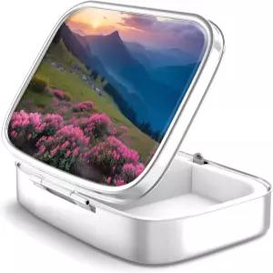 알약 상자 2칸 작은 케이스 주머니나 지갑용 정리함 용기 홀더에 비타민 약물 어유 및 보충제를 보관할 수