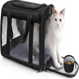 TWDEPART 고양이 캐리어 백팩 - 다기능 견고함 및 접이식 롤업 쉐이드 통기성 디자인에 접을 수 있는 그릇