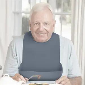 어르신 식사 보조 성인용 실리콘 턱받이 노인 방수 앞치마