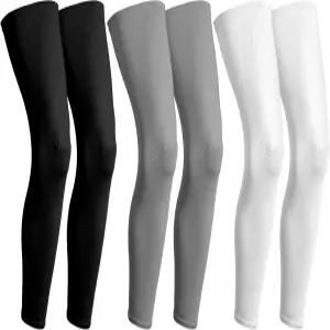 게이가 3켤레 압축 다리 소매 풀 길이 롱 무릎 자외선 차단 야외 스포츠 사이클링 축구용