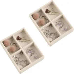 프리뷰티 소형 주얼리 트레이 세트 스태커블 벨벳 정리함 미니 서랍 삽입물 4.92 x 3.74 0.9 인치 여성용