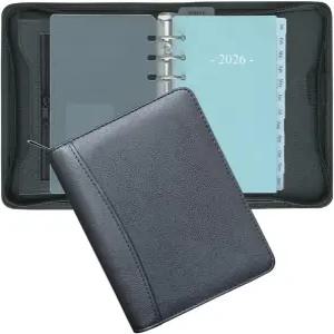 팬앤란 2026 지퍼 플래너 정리함 주간 및 월간 리필 시뮬레이션 가죽 커버 개인 사이즈 블랙