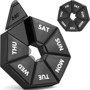 젤리보 주간 알약 정리함 2팩 휴대용 여행용 상자 디스펜서 약 케이스 6가지 색상 7일 비타민/피쉬