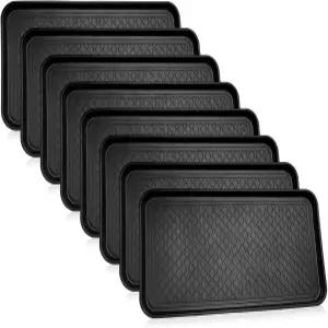 LECEHIVO 8개 다용도 부츠 트레이 반려동물 사료 매트 미끄럼 방지 방수 보호 신발 매트(블랙 30 x 15 1.2
