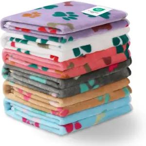 루시피아 1팩 개 담요 6개 고양이 부드러운 푹신한 플리스 애완동물 따뜻하고 귀여운 프린트 디자인 강아지