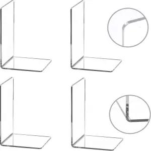 CY 공예 4피스 북엔드 선반용 투명 아크릴 헤비 듀티 및 데스크톱 정리함 책/영화/CD용 북 스토퍼