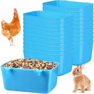 Zhehao 20개 새장 컵 치킨 피더 워터러 18온스 비둘기 모이통 플라스틱 가금류 와이어 케이지 반려동물