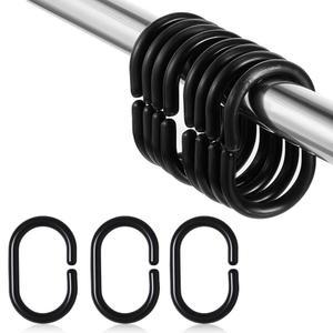 24팩 블랙 플라스틱 행거 커튼 창문 욕실 샤워 C자형