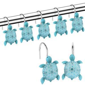 거북 샤워 커튼 욕실용 액세서리 장식 해변 열대 패션 세트 행거 욕실 금속 테마