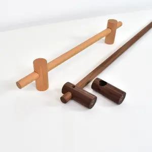 무타공 커튼봉 미니 막대 커튼 100cm 나무-브라운 레일
