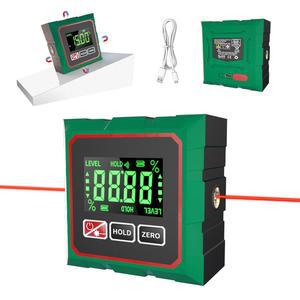 가 장착된 시오멕시이 디지털 앵글 파인더, 백라이트가 4면 자기 경사각 게이지 큐브, 목공용 USB 충전 전자 레벨 도구 각도기, 테이블