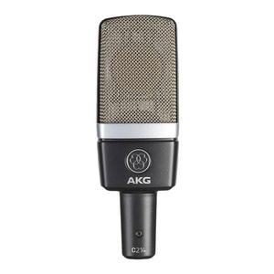 AKG Pro 오디오 C214 스튜디오 등급의 전문가용 대형 다이어프램, 싱글 캡슐, 보컬 및 악기 콘덴서 마이크, 견고한 알루미늄 휴대용 케이스. XLR 커넥터. 금색 회색
