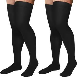 슈퍼비타 2쌍 남성용 허벅지 높이 30-40mmHg 압박 양말 남녀용 엑스트라 펌 클로즈드 토 부종