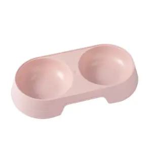 2구 강아지 밥그릇 식기 핑크색