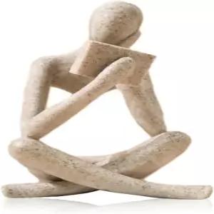 UTTCMK 책장 장식 독서 동상 - 추상 미술 사상가 조각 북엔드를 위한 선반 미학 모던 홈 데코 피규어 거실