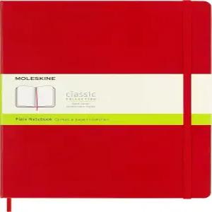 몰레카인 클래식 노트북 하드 커버 XL(7.5인치 x 9.5인치) 일반/블랭크 스칼렛 레드
