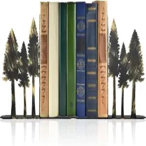 포레스트 메탈 북엔드 - 선반용 수공예 철제 소나무 장식 소박한 자연에서 영감을 받은 책 끝 애호가를