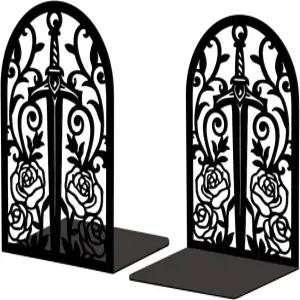 선반용 피코블루 메탈 북엔드 사무실 책상 방 5.3 x4.3 x7.9 주철 톨 1쌍 덩굴과 장미가 달린 검