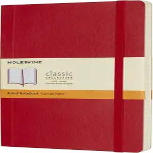 몰레카인 클래식 노트북 소프트 커버 라지(5인치 x 8.25인치) 룰드/라인 스칼렛 레드 192페이지