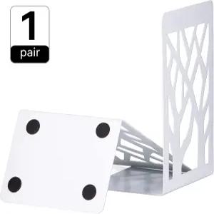 선반과 무거운 책의 끝 - 금속 화이트 북엔드 1쌍 가정용 장식 홀더 지지대 및 스토퍼