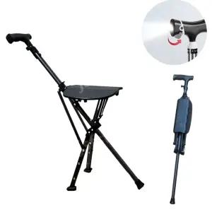 지팡이 의자 할머니 반자동 블랙 경량 휴대용