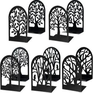 EOOUT 책장 장식용 북엔드 트리 지지대 5쌍 헤비 북용 블랙 메탈 북 스토퍼 듀티 홈 오피스 스쿨용