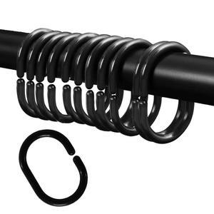 플라스틱 샤워 12팩 C자형 블랙 욕실 창문 샤워봉 걸이용 커튼