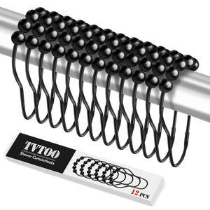 TVTOO 12PCS 샤워 매끄럽고 슬라이딩 블랙 커튼 금속 로드용 욕실 방지 빠른