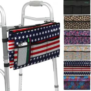 바이브 워커 백 - 액세서리 휠체어 바구니 파우치 내수성 접이식 롤링 시니어 캐디 부착 휴대용 보관