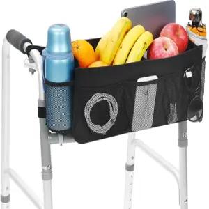 컵 홀더로 워커 바스켓 업그레이드 대용량과 절대 넘어지지 않는 노인을 위한 접이식 보관 가방 가족을