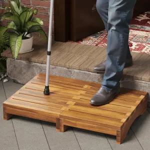 아카시아 나무 플랫폼 스텝 스툴 야외용 3.5인치 높이 계단 성인/노인용 침대 원스텝 미끄럼 방지 프리팹