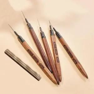 [셀러에이드]네일아트 고급 세필 우드 네일브러쉬+브러쉬캡 5종